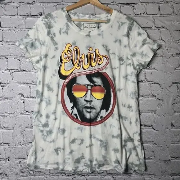 Elvis Presley 100% Cotton Graphic Print Band Tee Tshirt Tie Dye Size 0X - Picture 1 of 8
